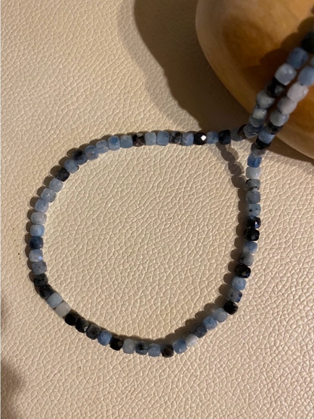 Natural Ghost Aquamarine Faceted Square 4mm Bead Necklace 925 Sterling Silver